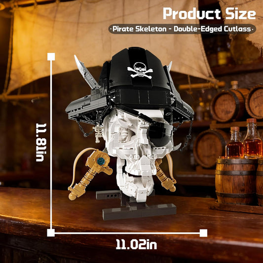 Pirate Skull Building Set with Sword Moving Jaw & Removable Hood