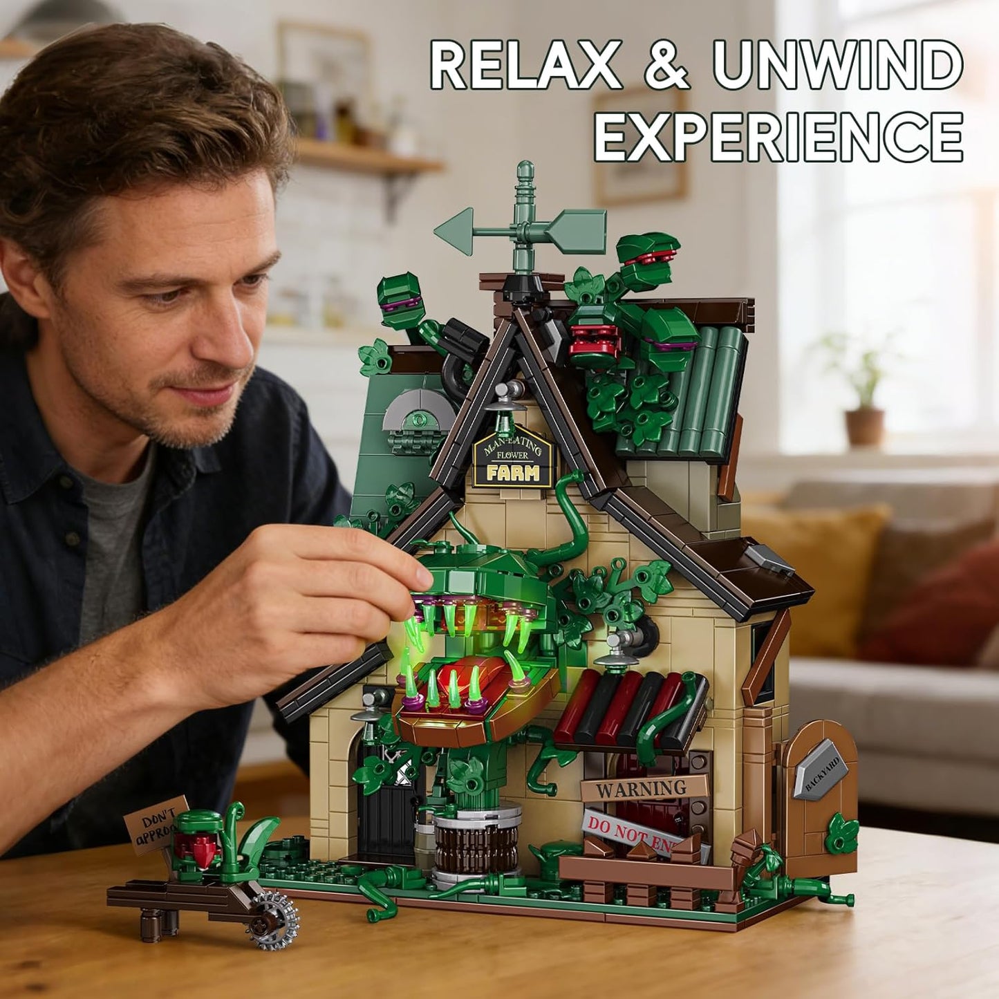 Haunted House Building Set Man-Eating Flower Farm Architecture Model Kit