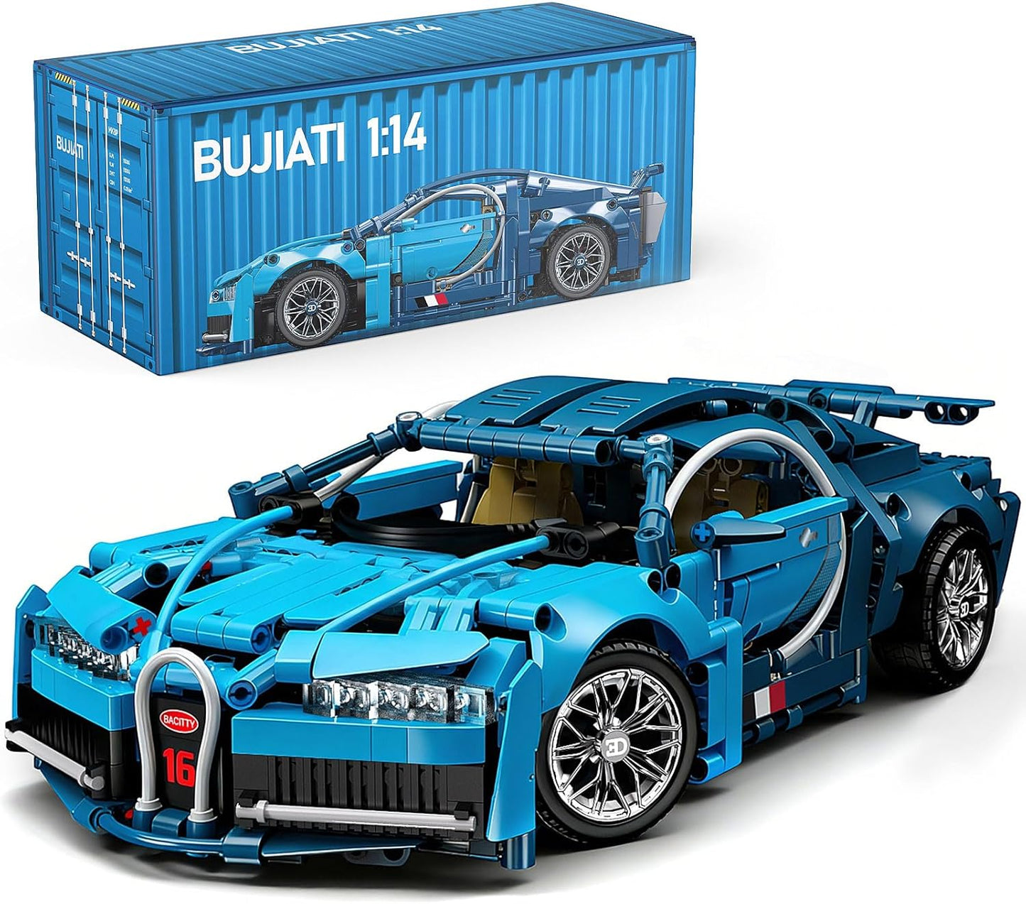 1:14 MOC Collectible Toy Blue Race Car Model Kit (1144pcs)