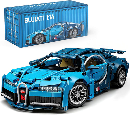 1:14 MOC Collectible Toy Blue Race Car Model Kit (1144pcs)