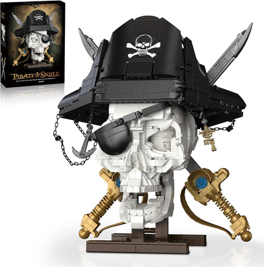Pirate Skull Building Set with Sword Moving Jaw & Removable Hood