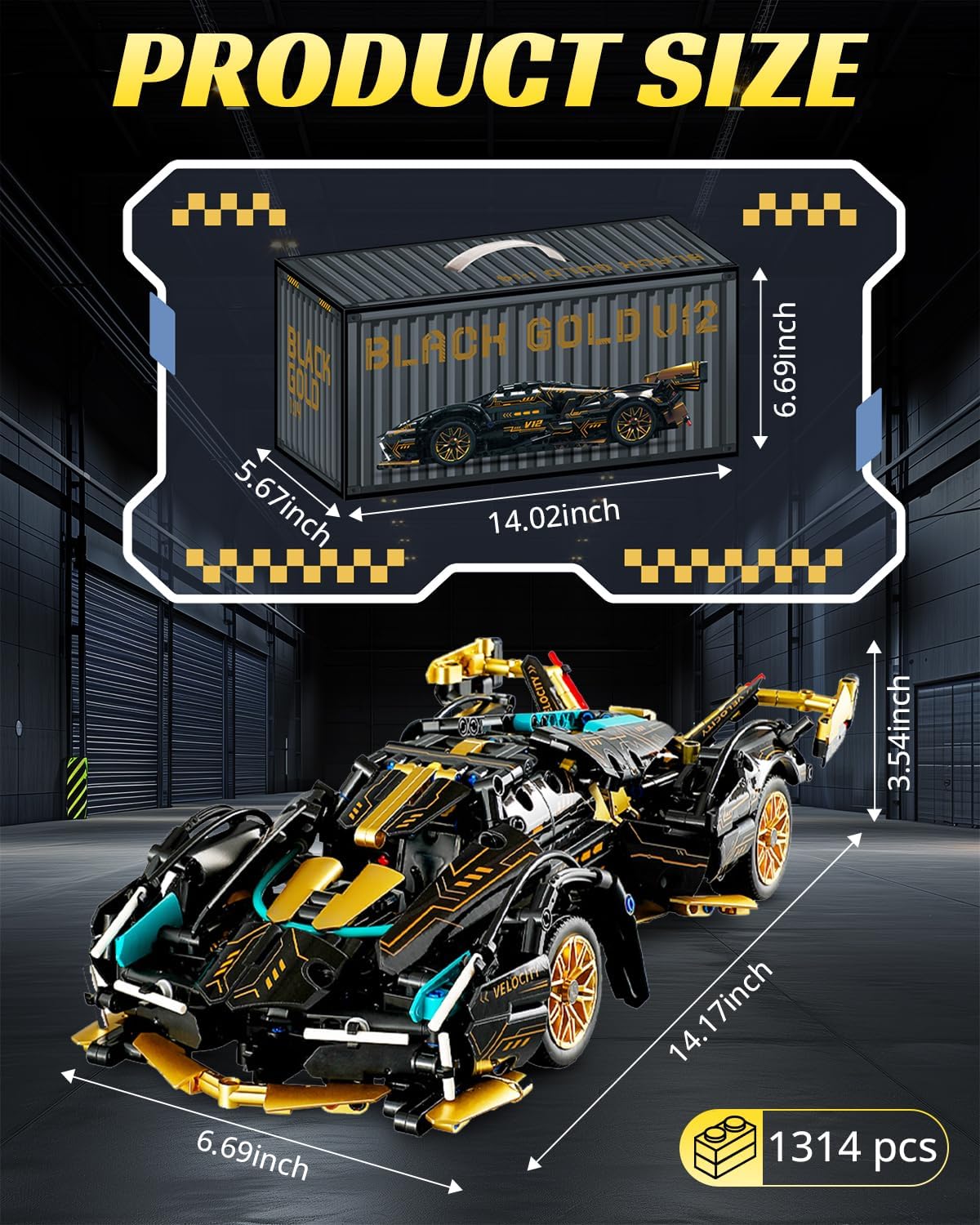 1:14 V12 Technic Super Sports Cars Model Sets(1314 PCS)