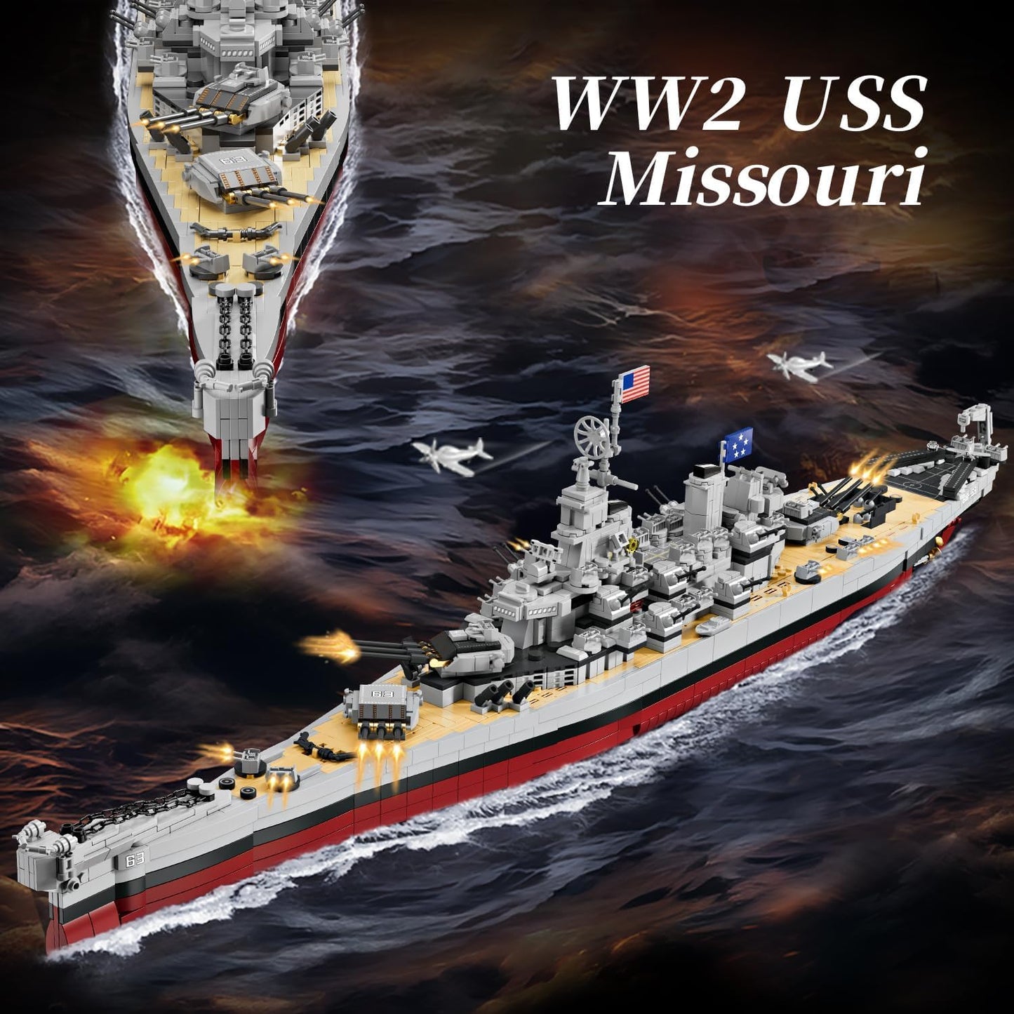 Military Series World War II Battleship Building Kit 2228 Pieces