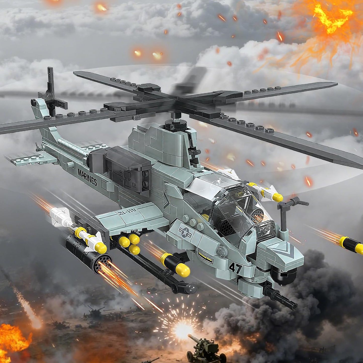 AH-1Z Viper Attack Helicopter Building Block Set (597 Pieces)