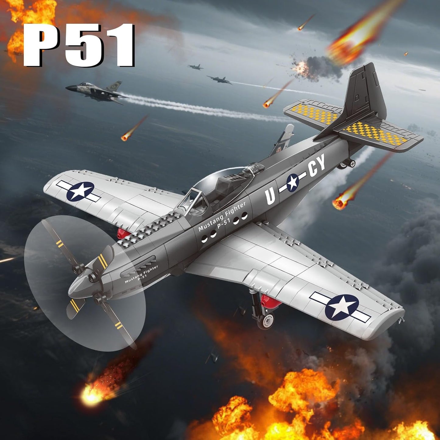 P51 Mustang Fighter Jet Building Set