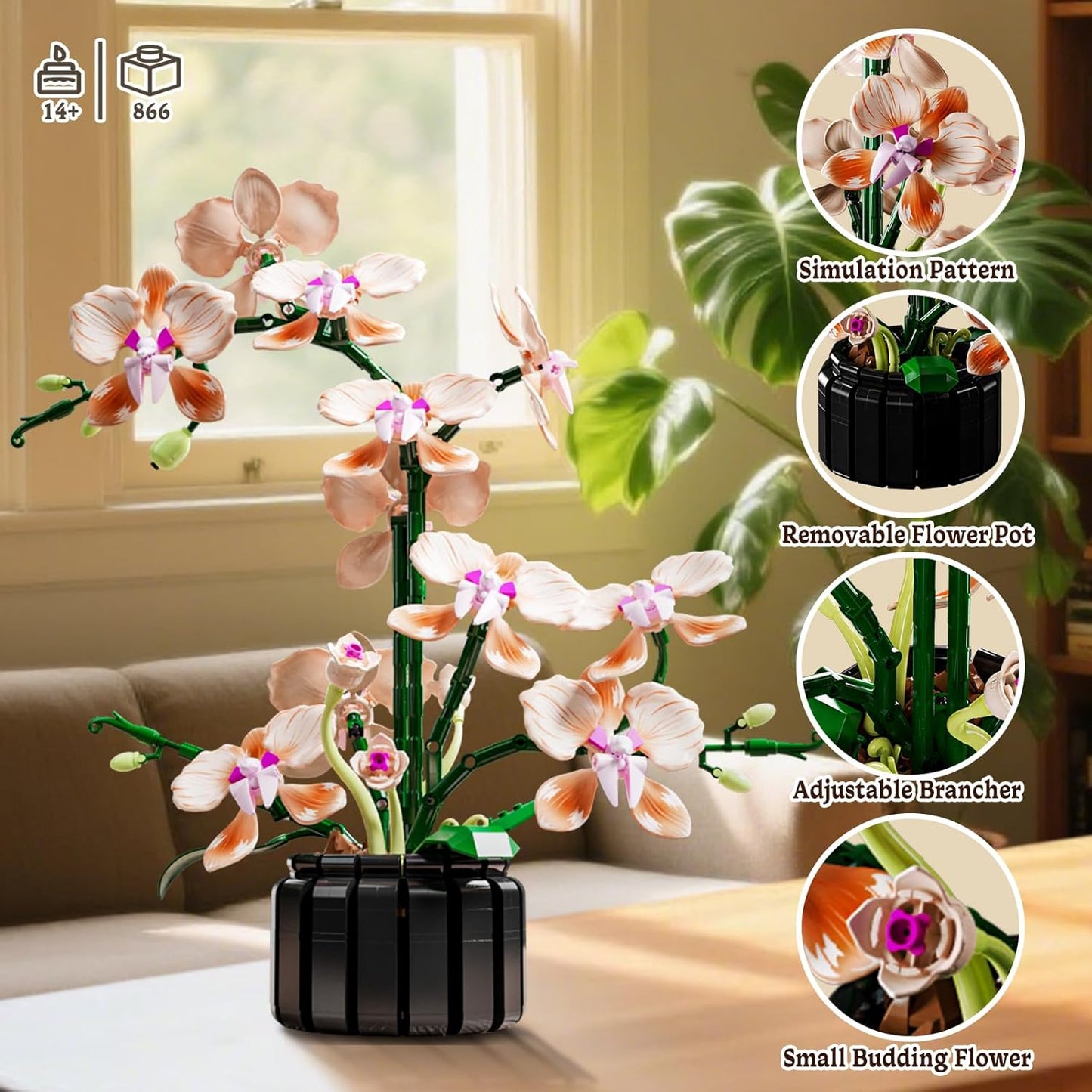 Orchid Building Sets Artificial Flowers Plant Gifts