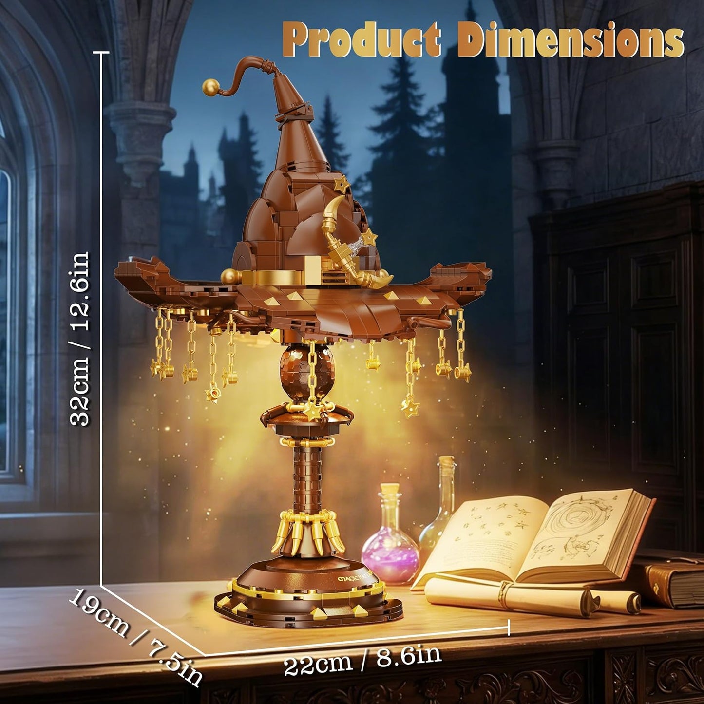 Magical Wizard Sorting Hat Building Blocks Lamp | LED Night Light (698 PCS)