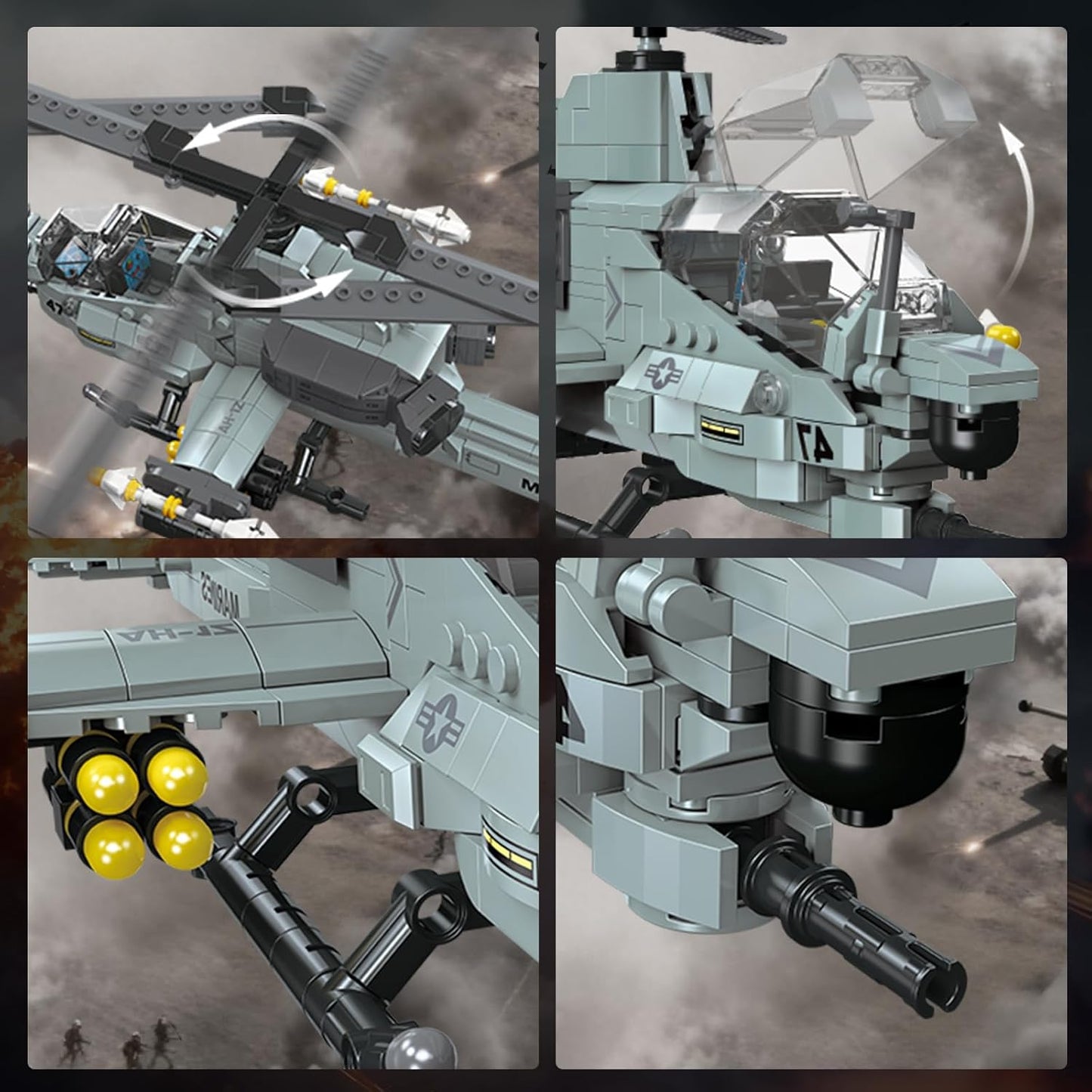 AH-1Z Viper Attack Helicopter Building Block Set (597 Pieces)