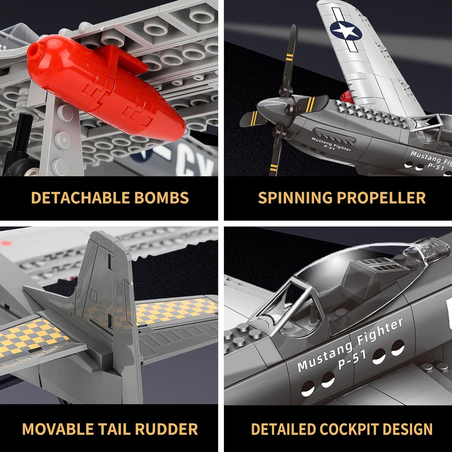 P51 Mustang Fighter Jet Building Set
