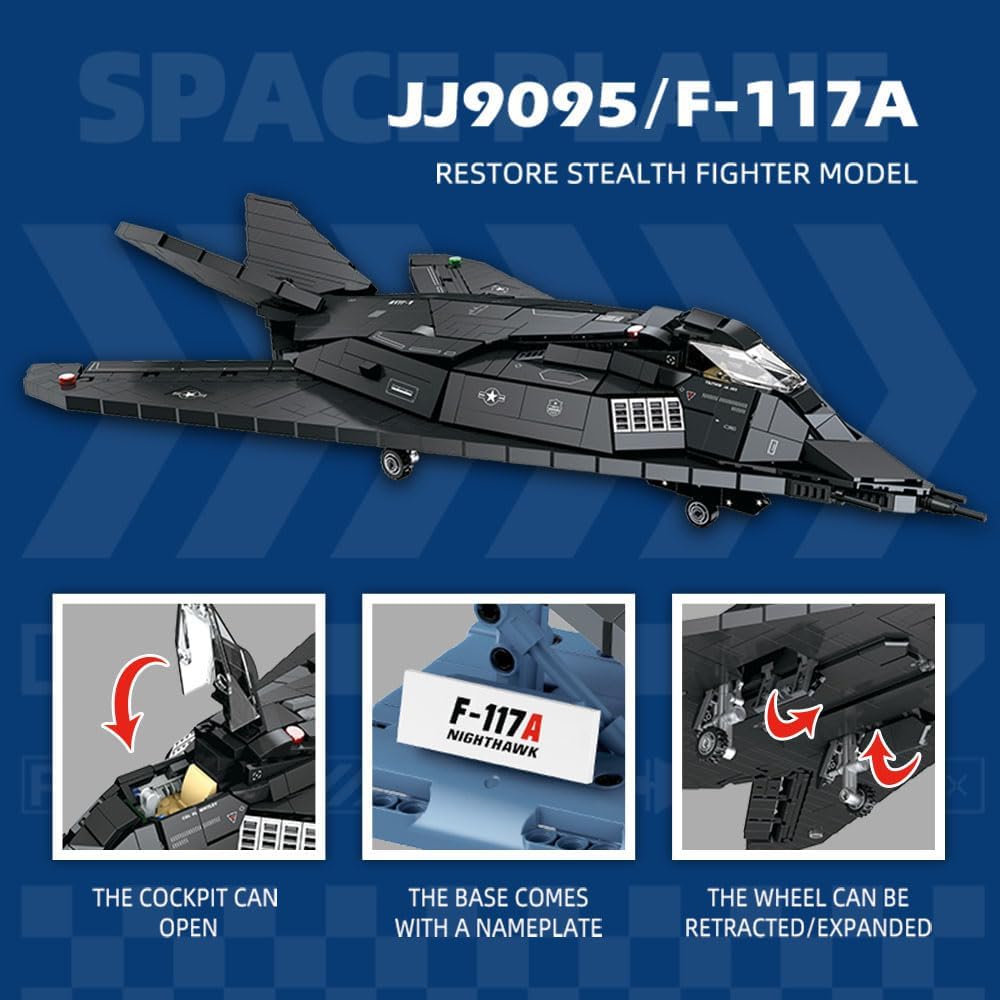 Military Fighter Building Set for Adults, F-117 A Nighthawk Aircraft Plane Model Kit