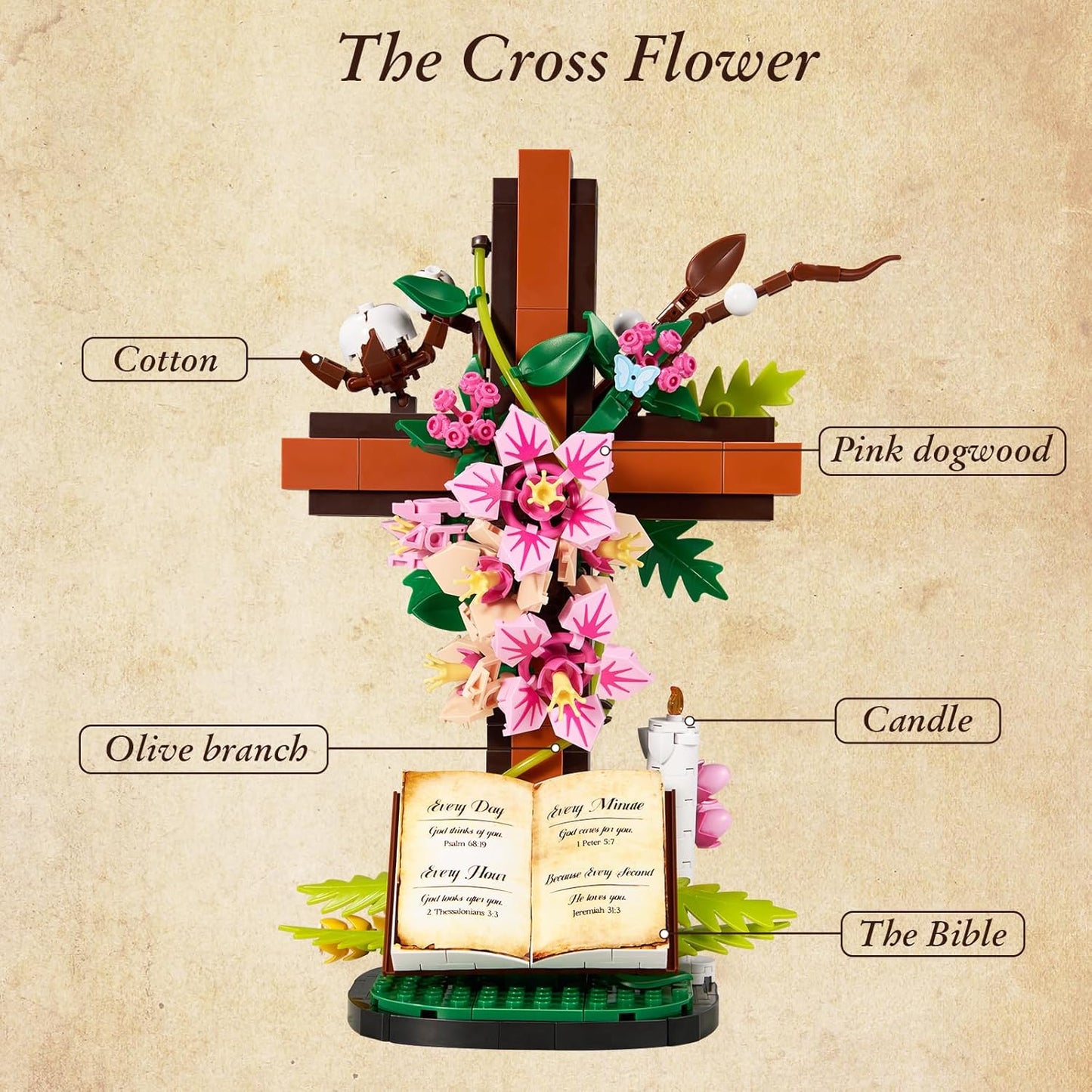 Jesus Cross Flower Building Set(568 PCS)