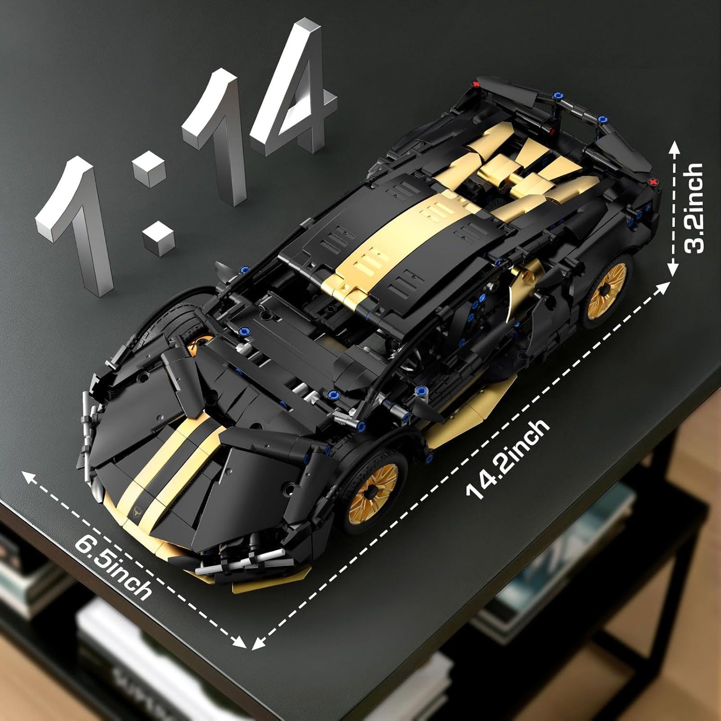 1:14 MOC Black Race Car Model Kits(1309 Pieces)