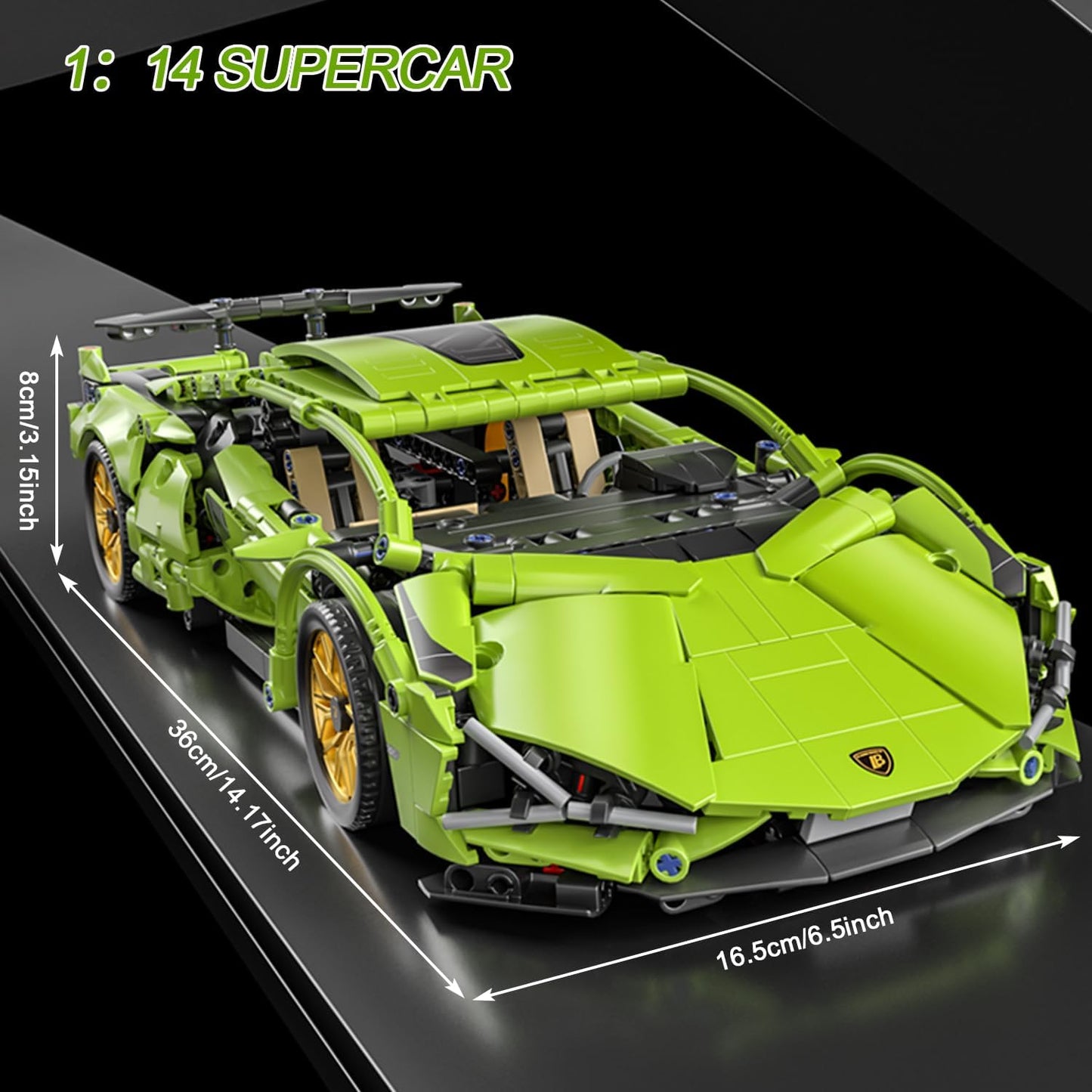 1:14 Green Sport Race Car Building Block Sets
