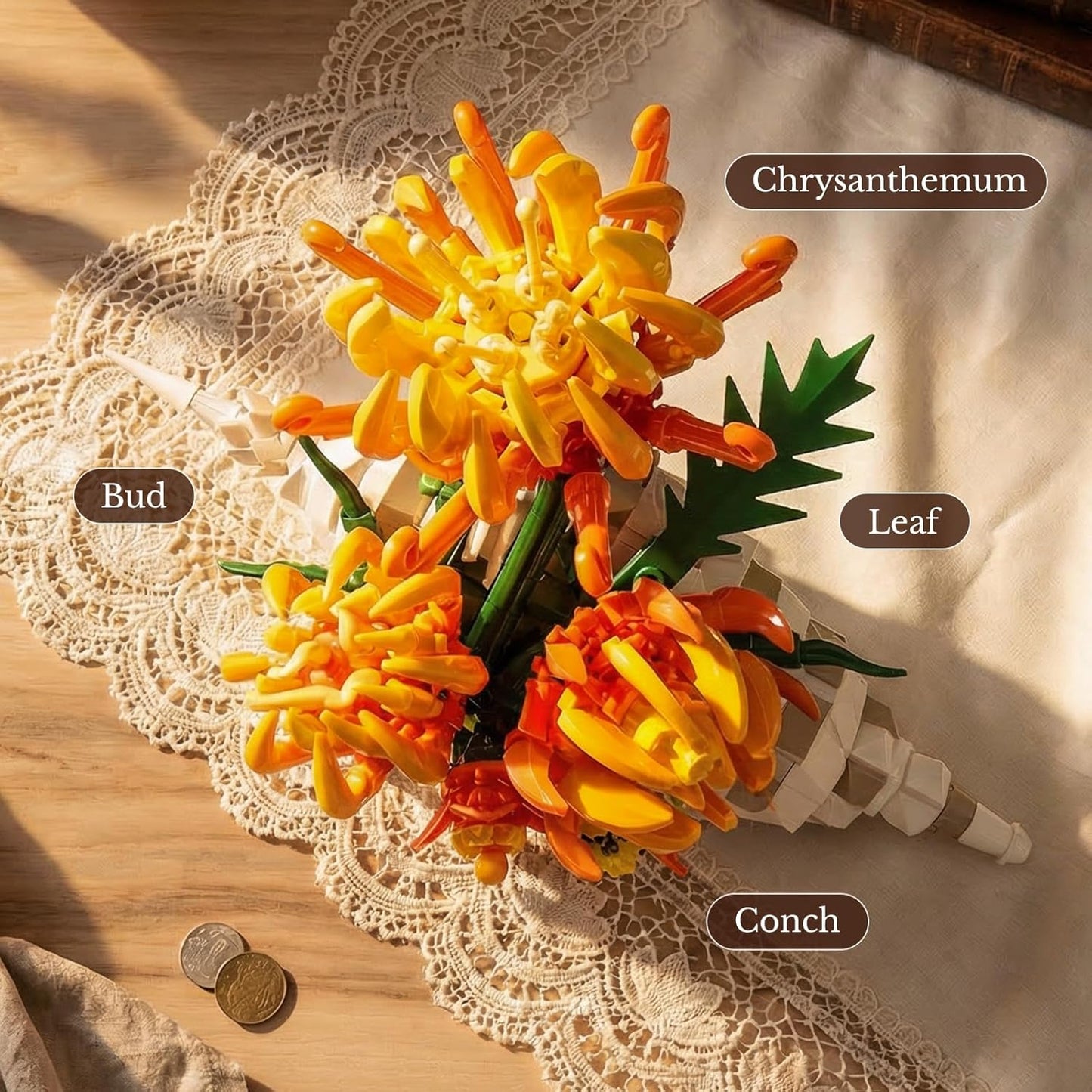 Chrysanthemum Conch Botanicals Building Set for Adults（585Pcs）