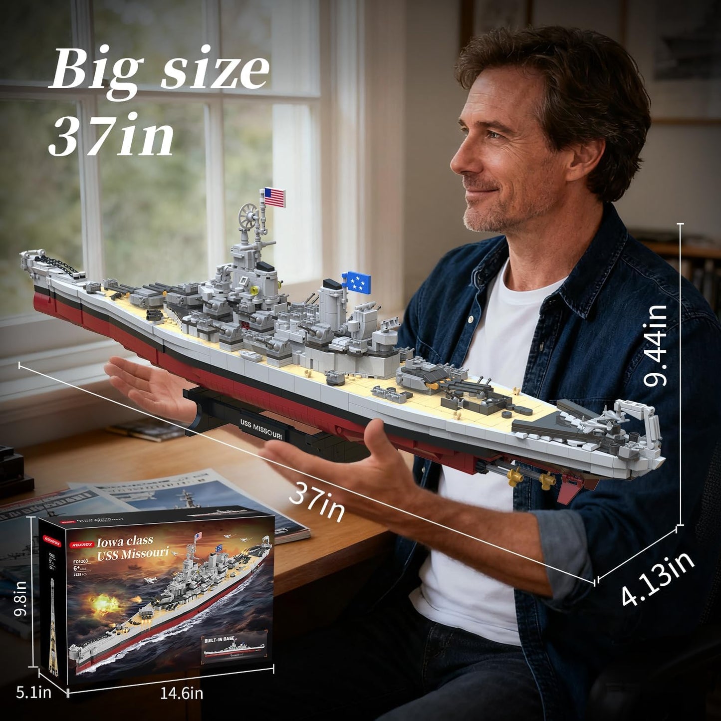 Military Series World War II Battleship Building Kit 2228 Pieces