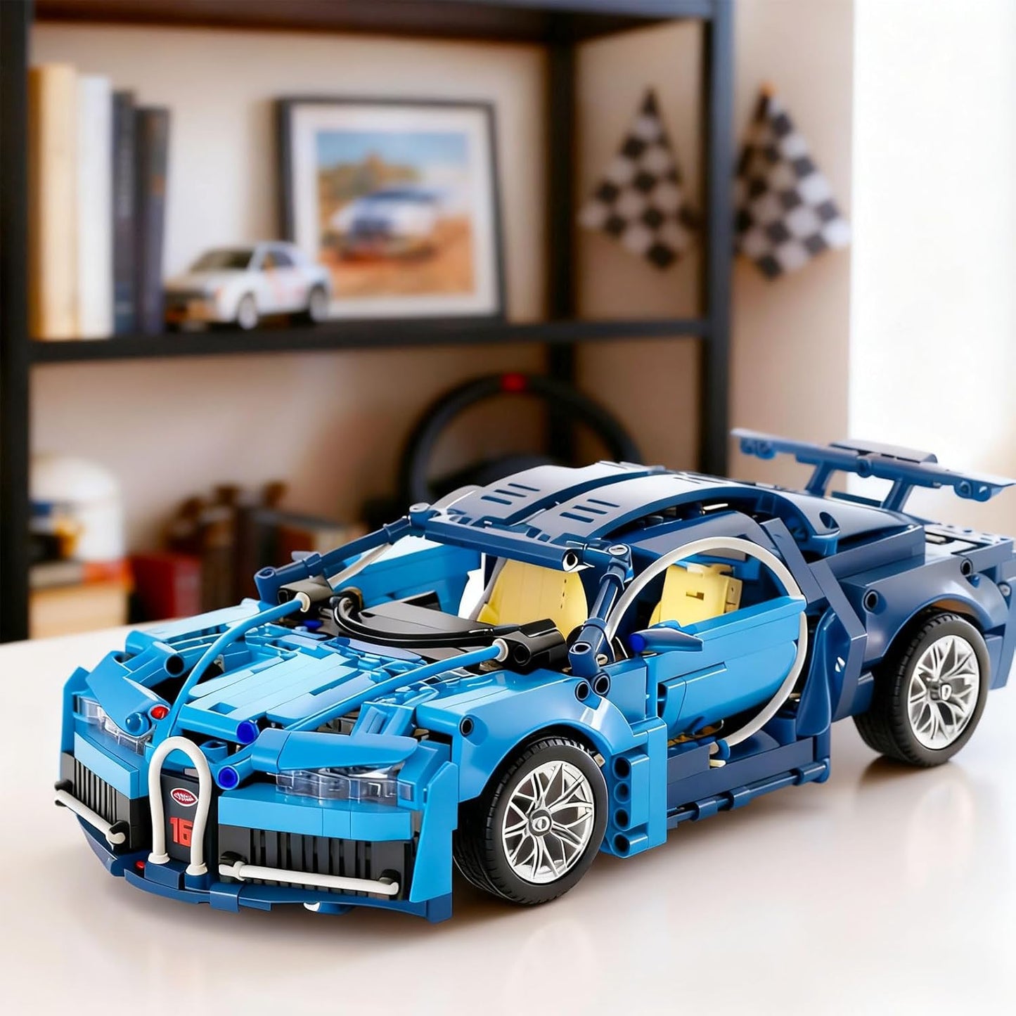 1:14 MOC Collectible Toy Blue Race Car Model Kit (1144pcs)