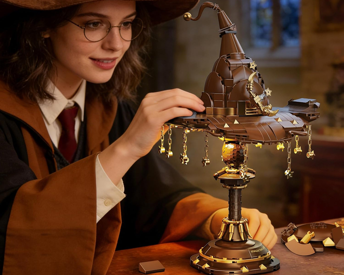 Magical Wizard Sorting Hat Building Blocks Lamp | LED Night Light (698 PCS)