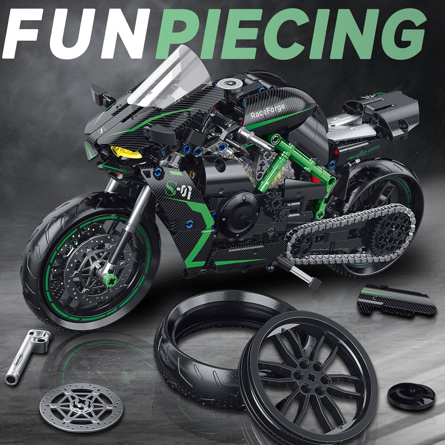 1:8 Motorcycle Building Set for Adults,Kickstand for Display(511PCS)