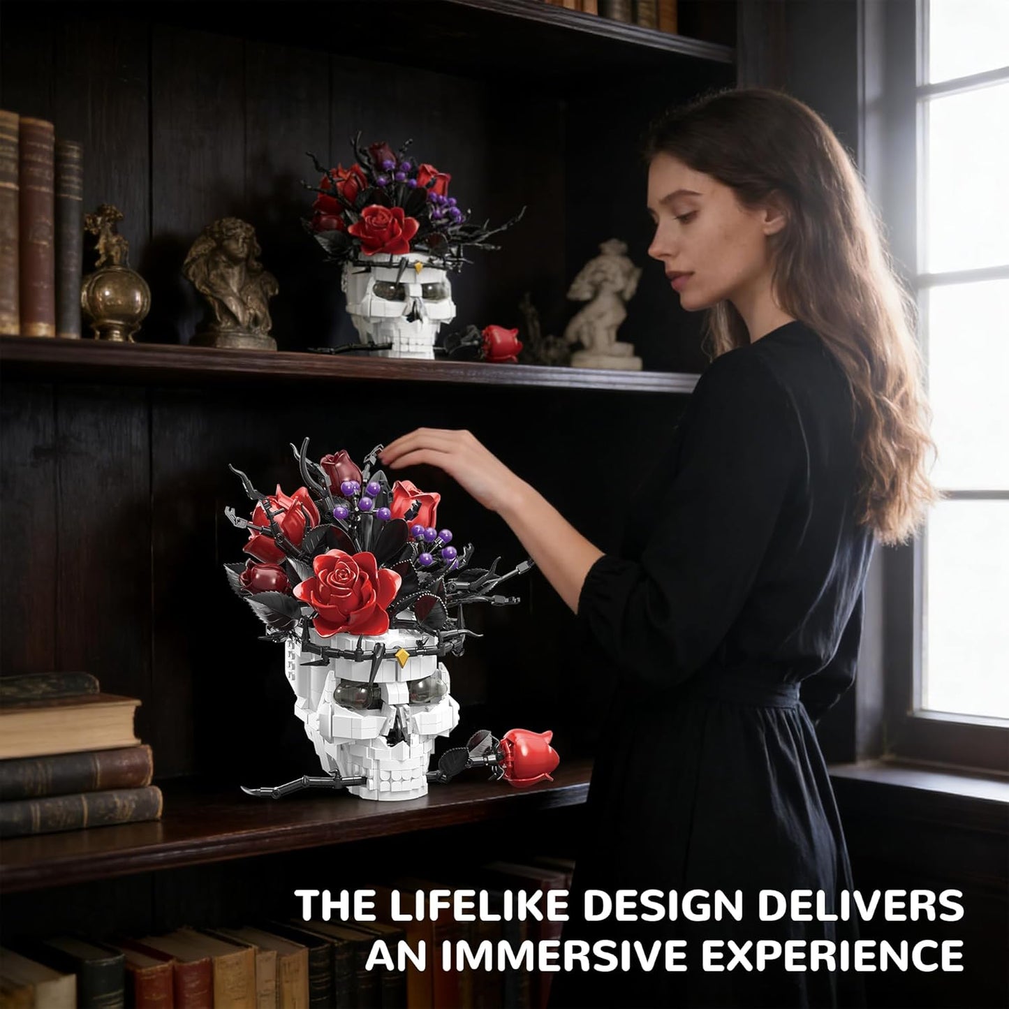Skull Roses Flowers Building Set for Adults