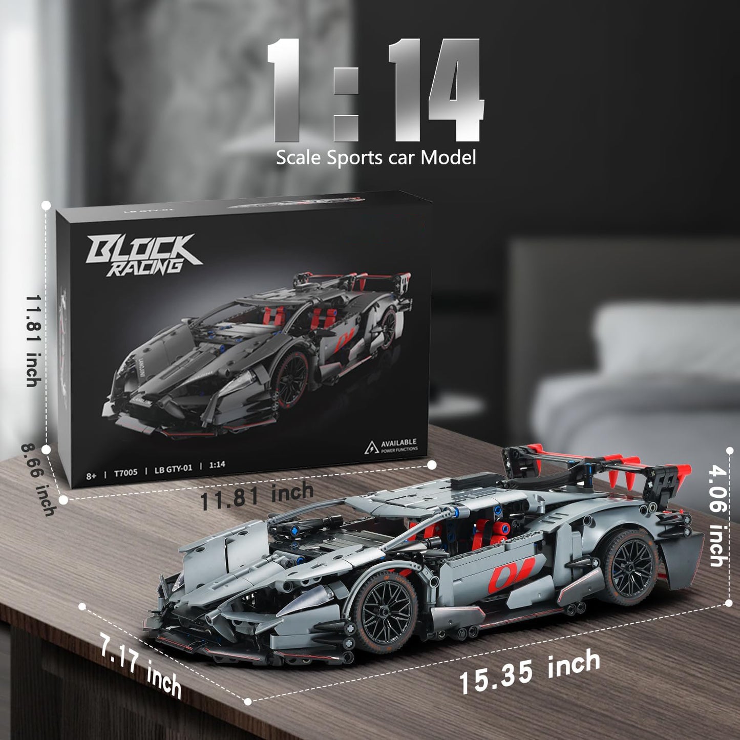 1:14 Technic Cars Building Block Toy Decor Model