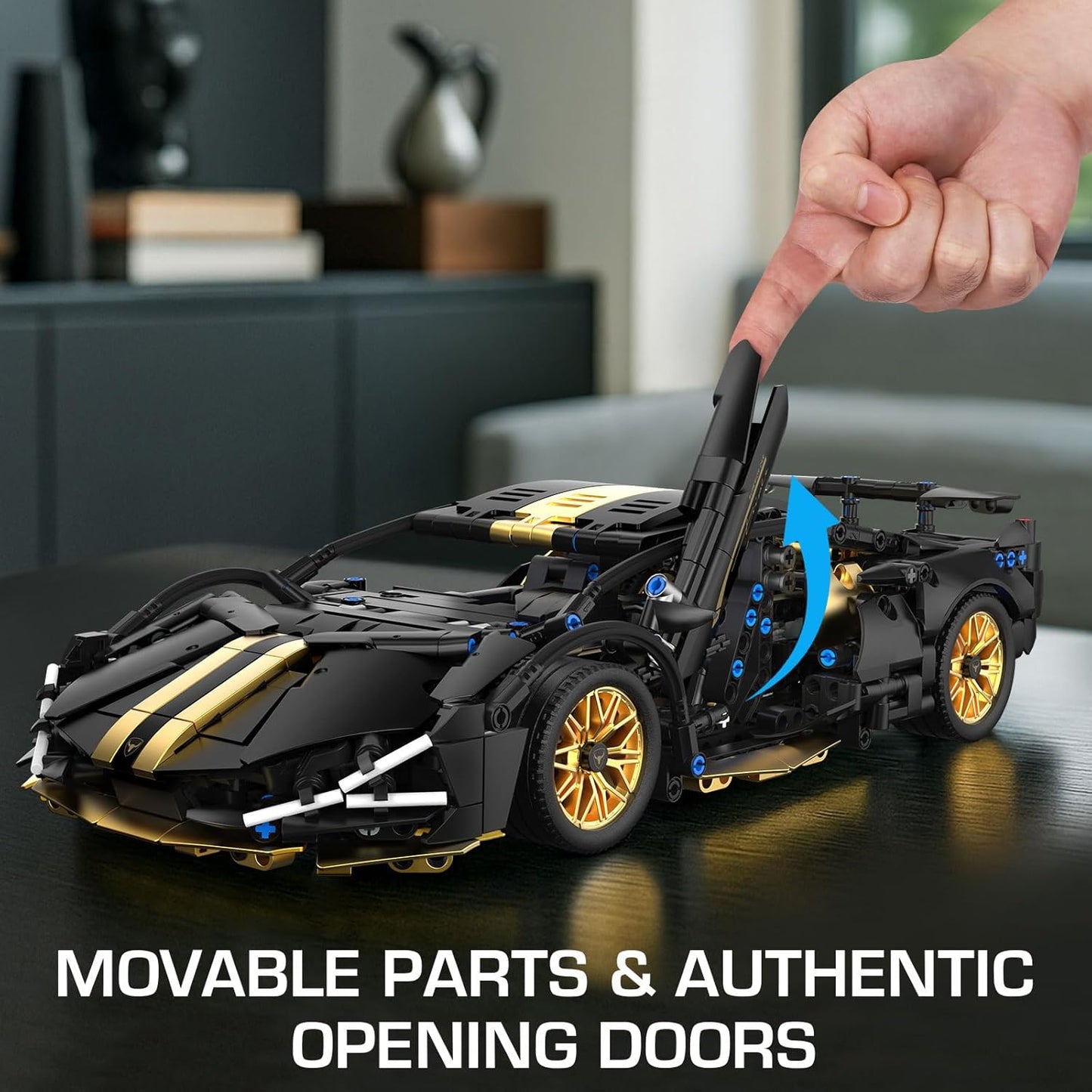 1:14 MOC Black Race Car Model Kits(1309 Pieces)
