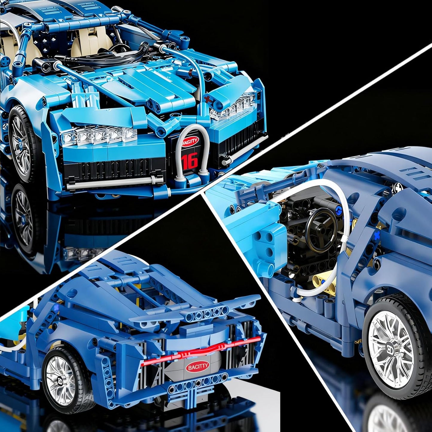 1:14 MOC Collectible Toy Blue Race Car Model Kit (1144pcs)