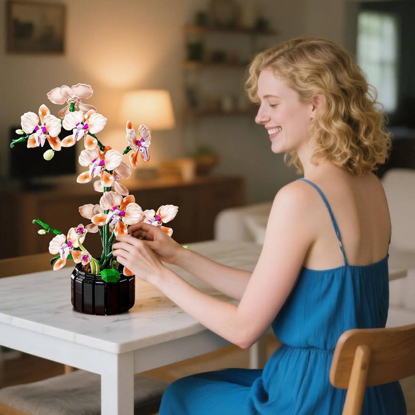 Orchid Building Sets Artificial Flowers Plant Gifts