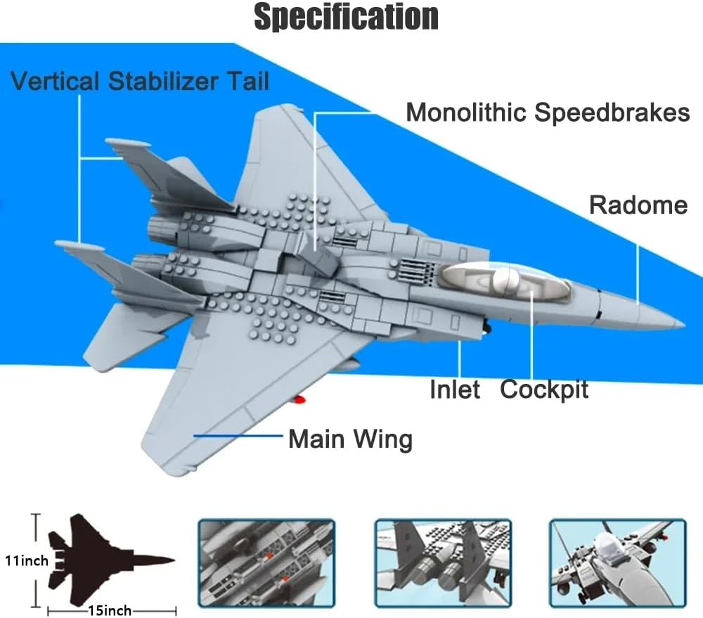 Fighter Jet Building Block Set 227 Pcs F-15 Eagle Fighter Jet Building Toys Set