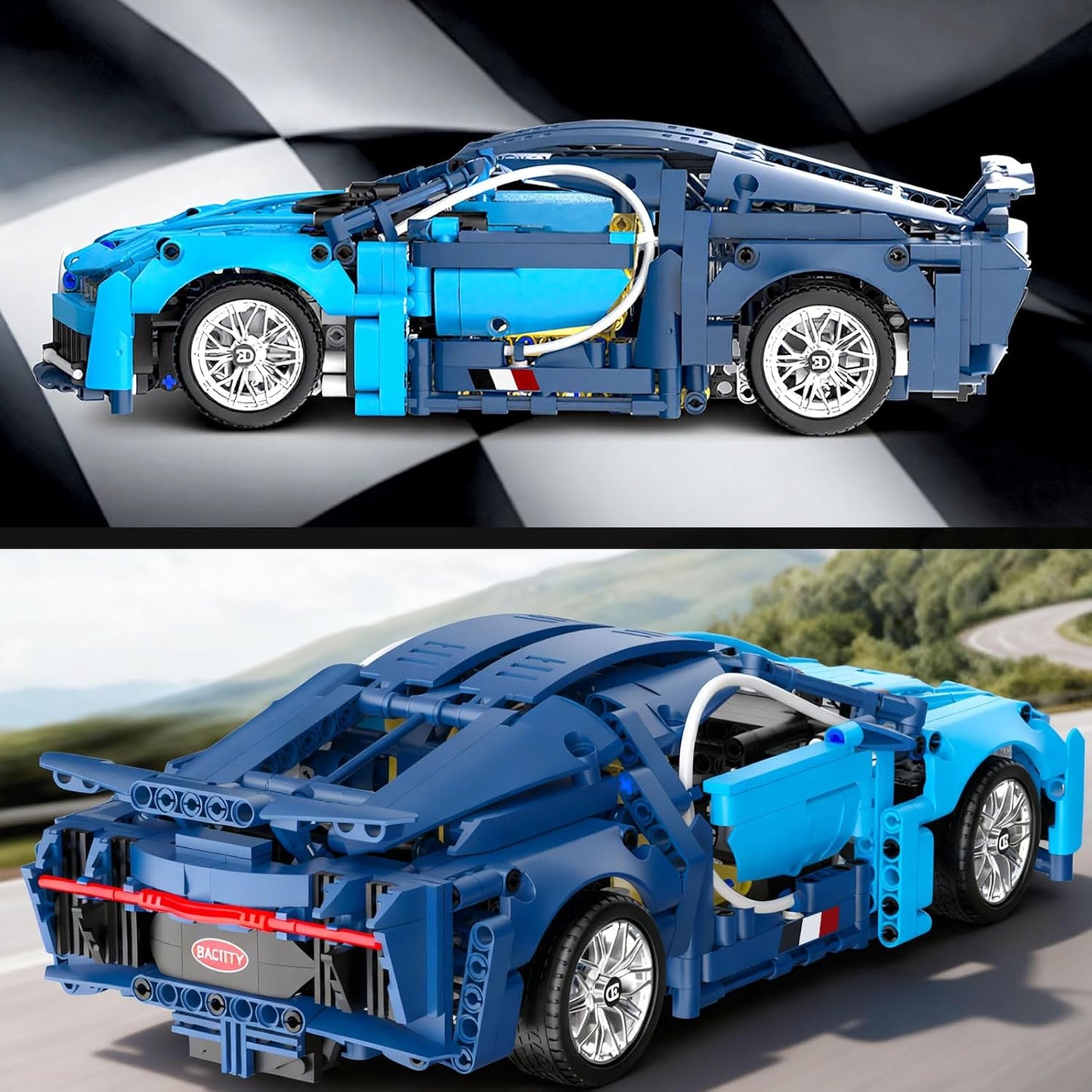 1:14 MOC Collectible Toy Blue Race Car Model Kit (1144pcs)