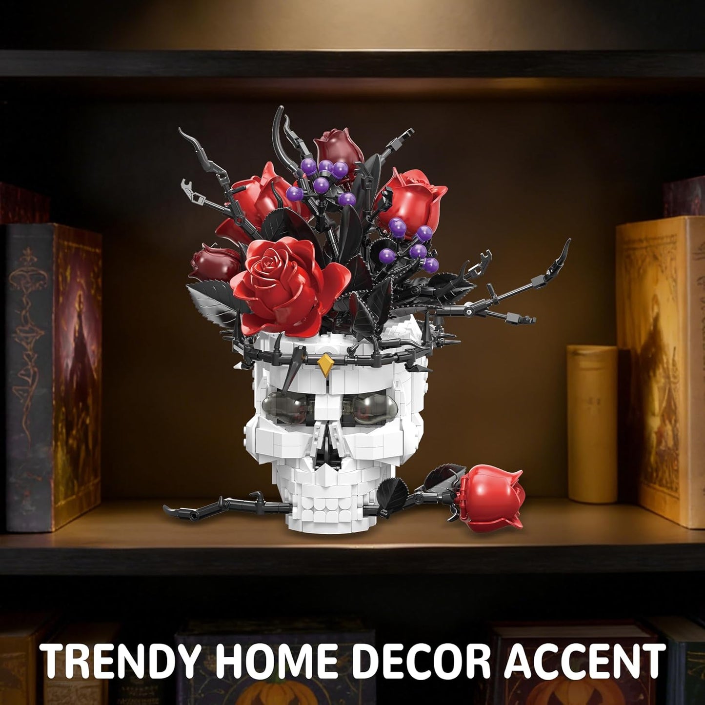 Skull Roses Flowers Building Set for Adults
