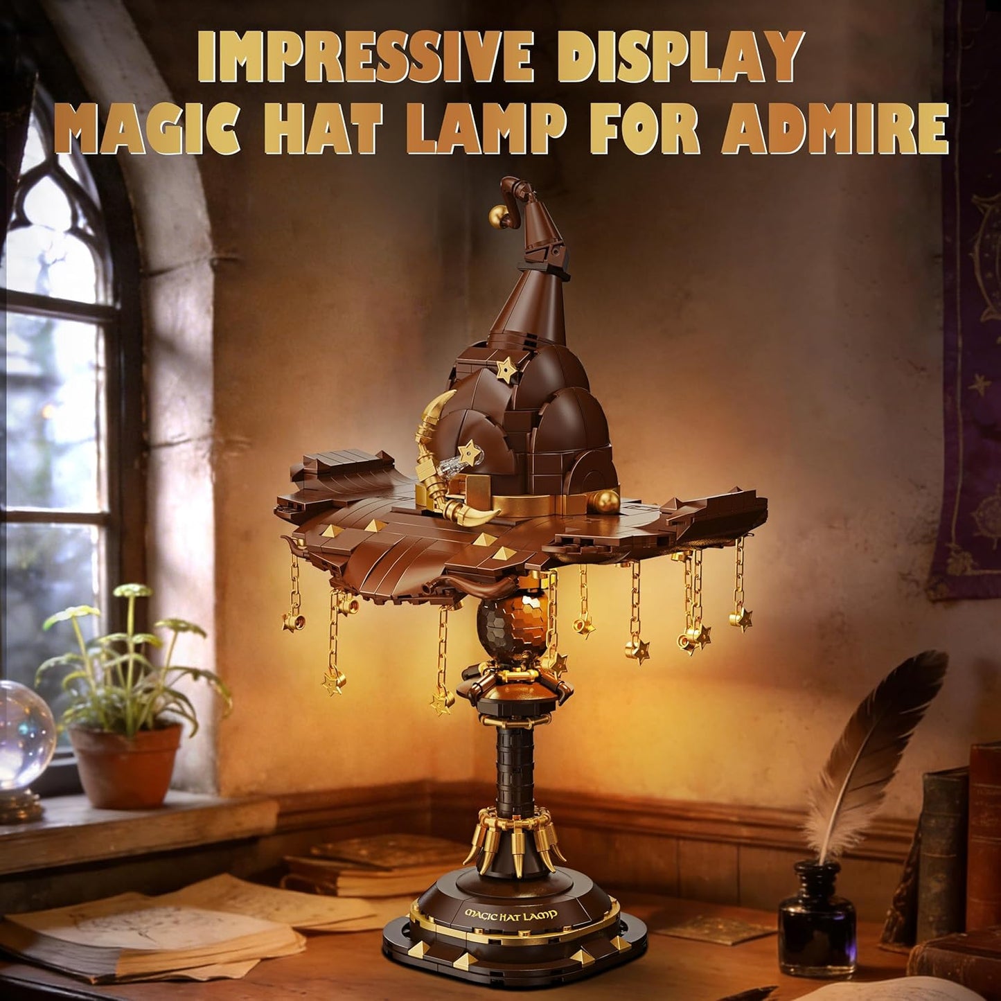 Magical Wizard Sorting Hat Building Blocks Lamp | LED Night Light (698 PCS)