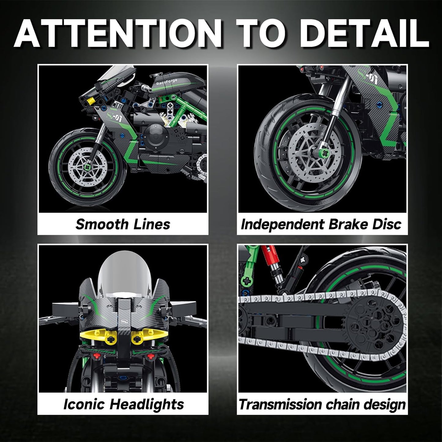 1:8 Motorcycle Building Set for Adults,Kickstand for Display(511PCS)