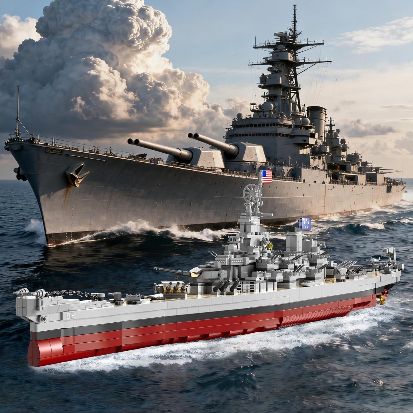 Military Series World War II Battleship Building Kit 2228 Pieces