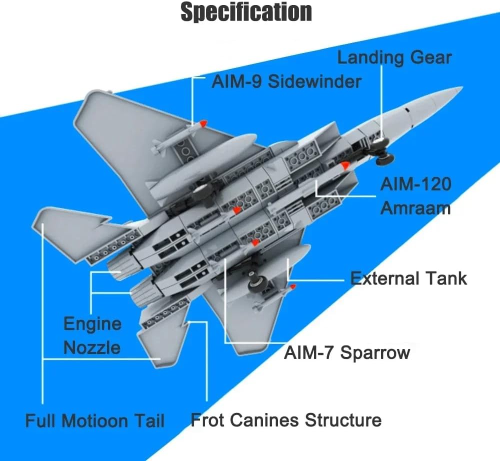 Fighter Jet Building Block Set 227 Pcs F-15 Eagle Fighter Jet Building Toys Set
