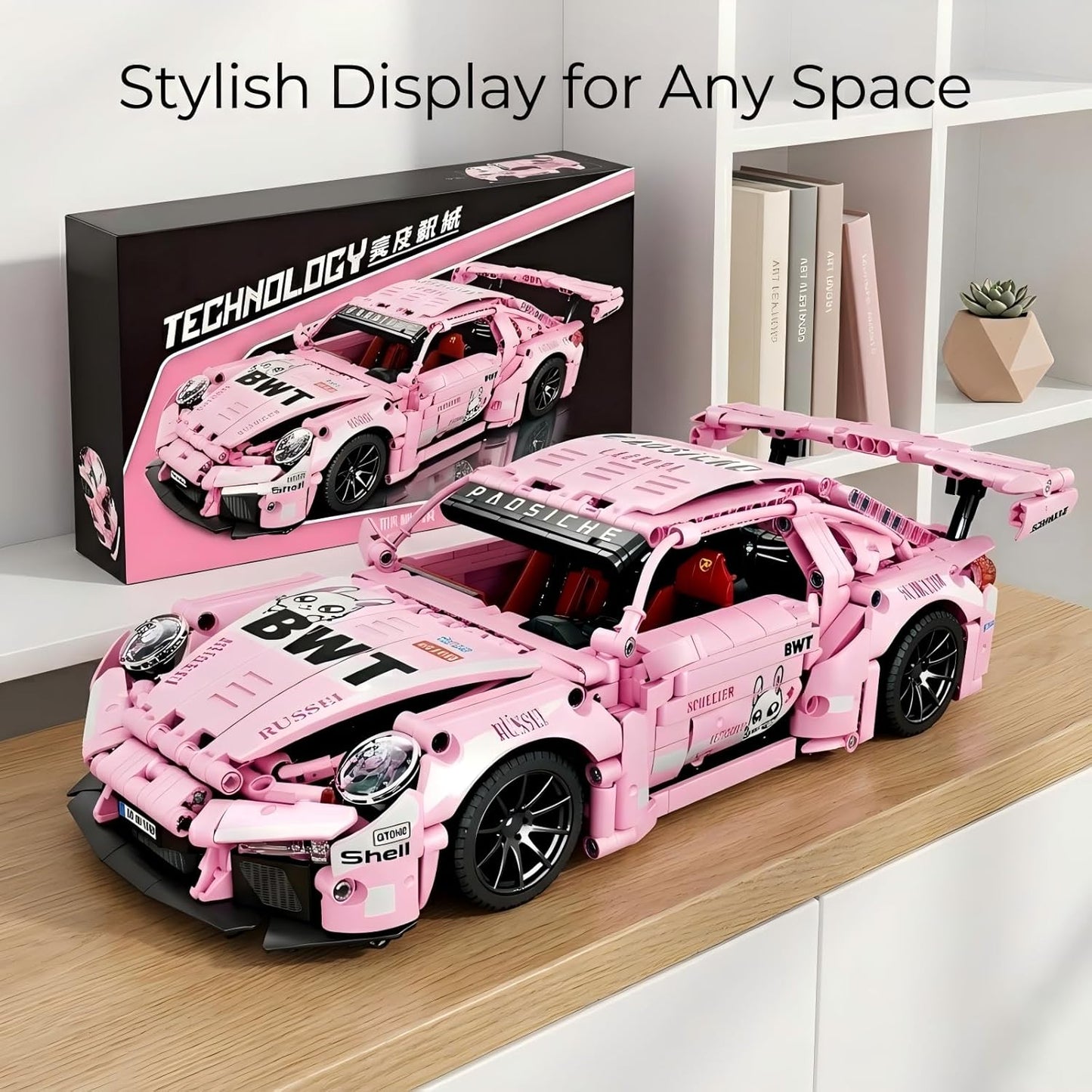 1:14 Pink Sport Racing Car Building Blocks Model Kit(1288 PCS)
