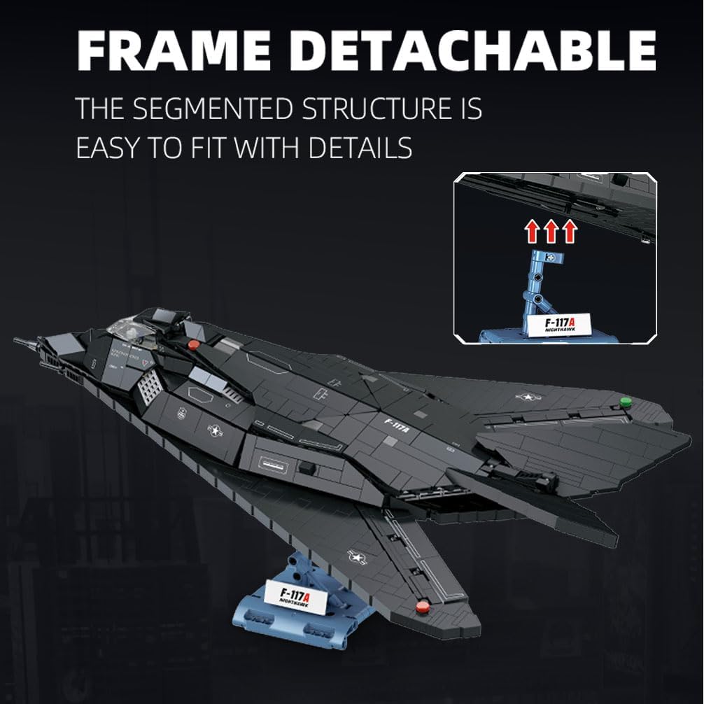 Military Fighter Building Set for Adults, F-117 A Nighthawk Aircraft Plane Model Kit