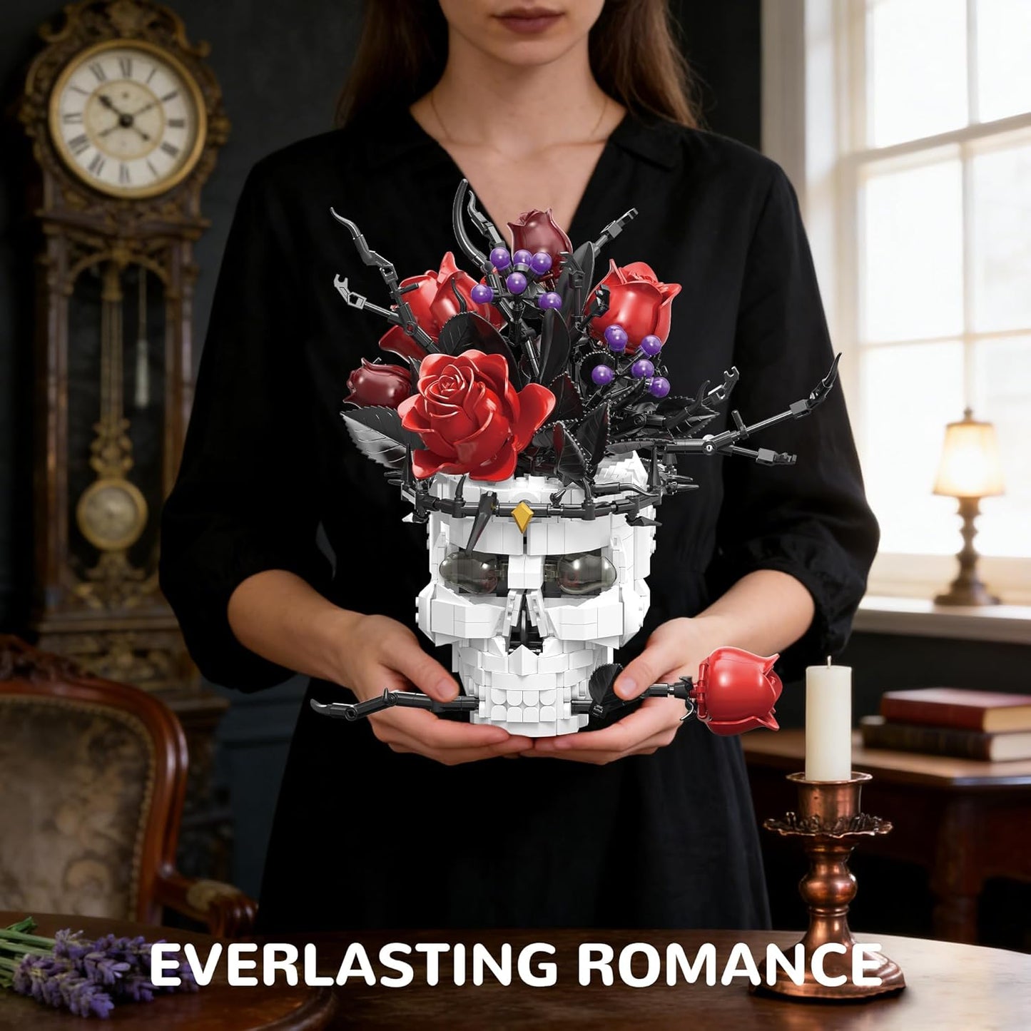 Skull Roses Flowers Building Set for Adults