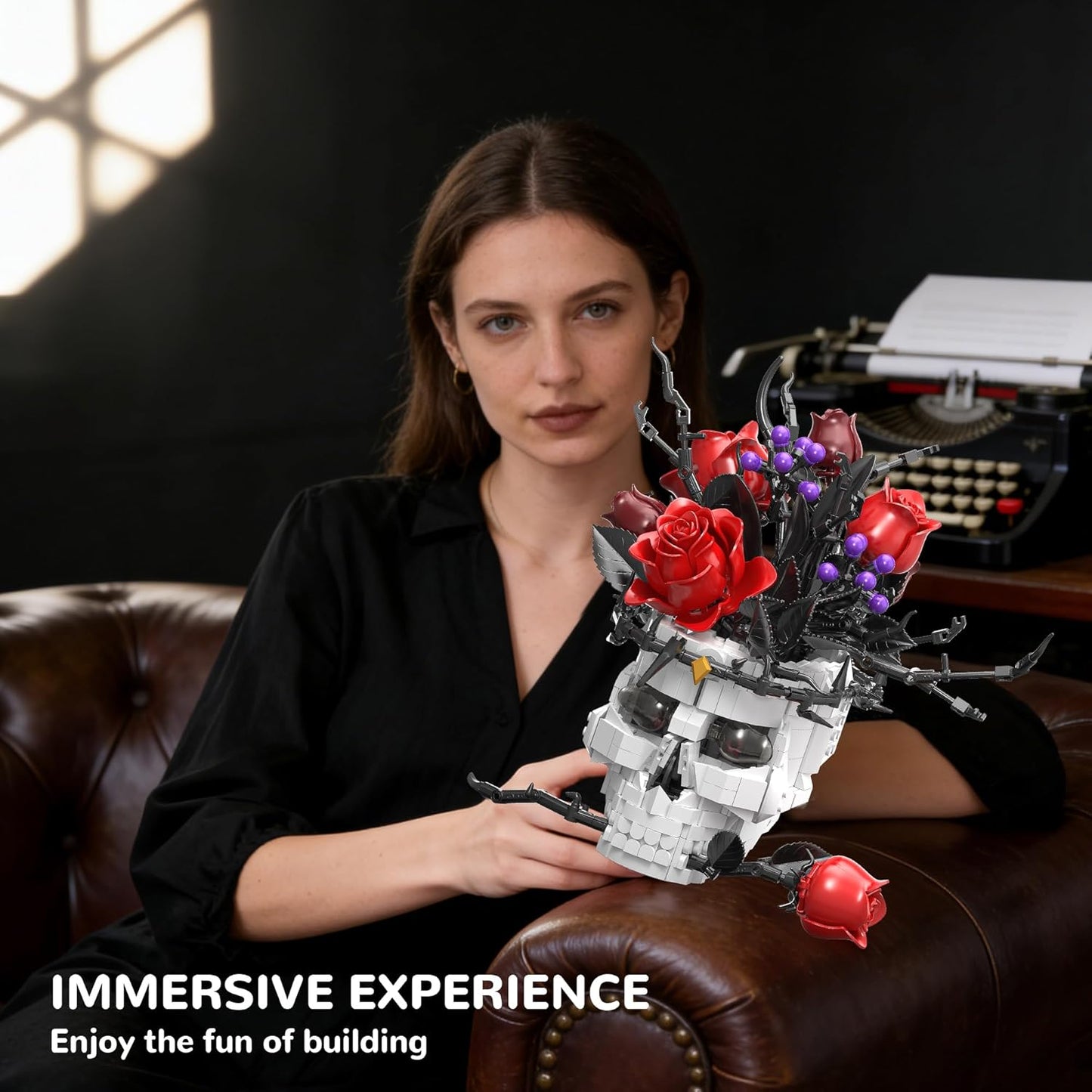 Skull Roses Flowers Building Set for Adults