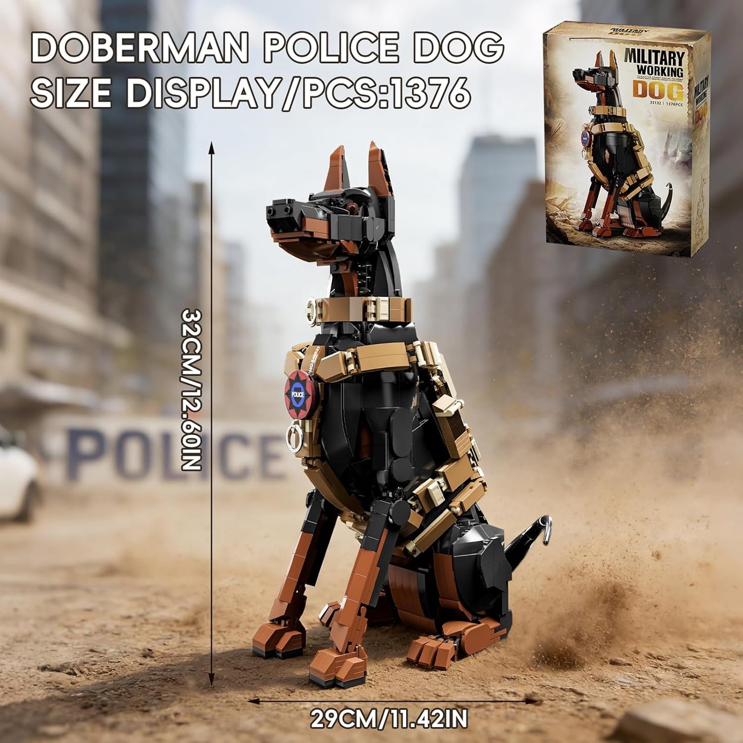 Doberman Police Dog Building Blocks(376PCS)